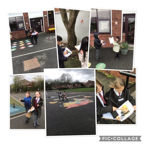 Image of Orienteering - using our map skills to solve 8 times tables problems 