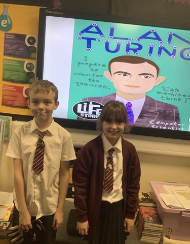 Image of Mathematician of the half term - Alan Turing, presented by Maths Ambassadors!