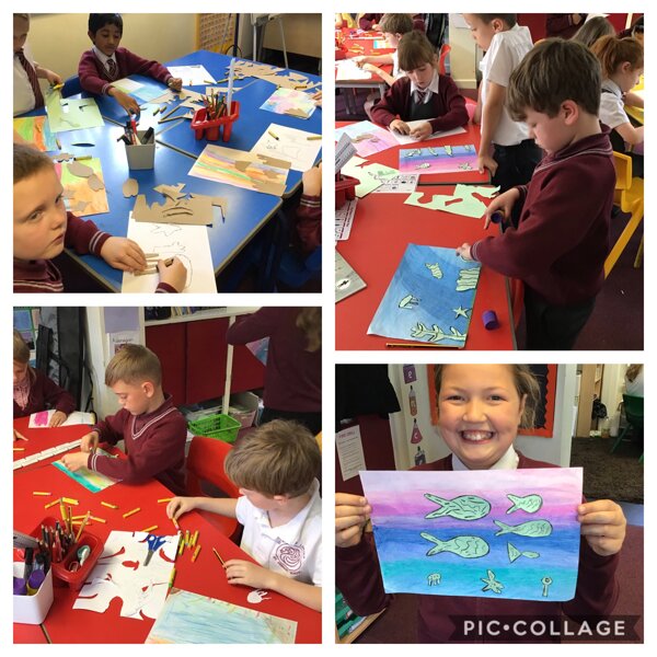 Image of Creating coral reef collages in the style of Matisse !