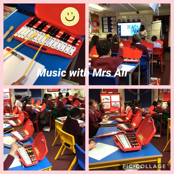 Image of Playing Glockenspiels with Mrs Ali